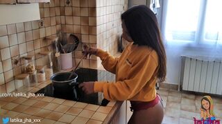 Latika Jha - Asian / Indian Adolescent with Big Tits Gettin Humped in her Kitchen / Newbie / LJ_015