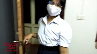 Asian 18yo sexual intercourse with his girlfriend wear thai student uniform
