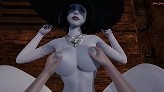 POV fucking the appealing vampire mother Wife Dimitrescu in a sex act dungeon. Resident Evil Village 3D Hentai.
