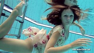 Lucy Gurchenko Russian hairy adorable in the pool stripped