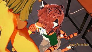 Furry Futanari Hentai 3D - Dog Futanari and Tiger Adolescent oral and banged with blast - Anime Manga Japanese Yiff Cartoon  Porn