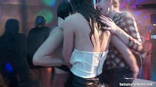 Slutty chick dancing erotically in a club