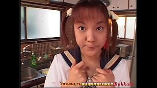 Tiny Japanese Schoolgirl Jizz Covered - Japanese Bust A Load Orgy