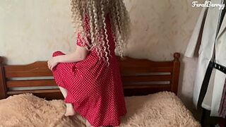 white butt in a red dress enjoys anal/FeralBerryy