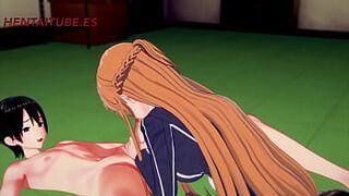 Sword Art Online Hentai 3D - Asuna x Kirito - Handjoob, Oral Sex, Fucks with seed inside - Anime Manga Japanese Porn