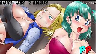 Dragon Ball Hentai: Bulma and 18 humped by dark androids
