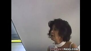 Hairy Granny Takes Young Lady Cock