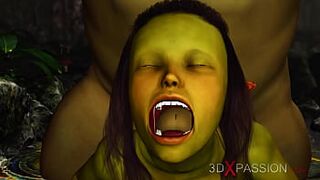 Green monster Ogre fucks rock a lustful lady goblin Arwen in the enchanted forest