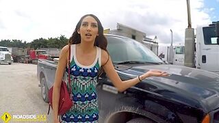 Roadside - Spicy Latina fucks a giant man meat to free her car