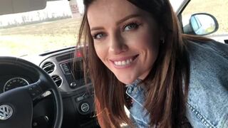 She Luvs to Suck Man Meat in the Car and Eat Sperm