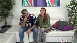 Shy Spanish couple makes their porn debut. She's a flawless red hair goddess!