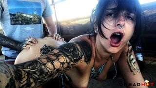Porn inside an Abandoned Bus in DESERT -clumsy Porn Vlog two