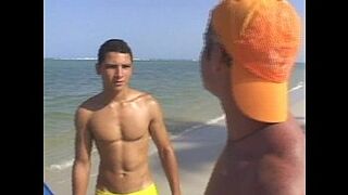 Babe homosexual Menage a Trois fucking on the beach