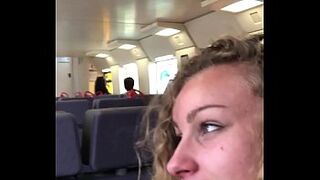Angel Emily public space oral sex in the train and cumswallowing !!