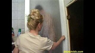 Charming Russian grown-up fu.king with her son in bathroom