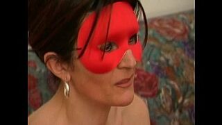 Sensual and honey inexperienced stepmother in mask jerking off her vagina
