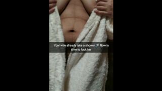 Woman after Shower Wanna Bareback Shag with her Sex Act-buddy [cuckold. Snapchat]