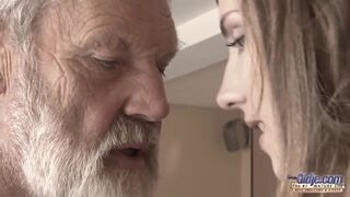 Old Teenager - Giant Penis Grandpa Banged by Girl she Licks Thick old Fella Man Meat