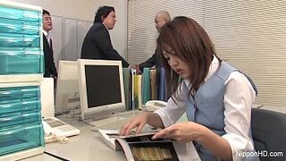 Japanese beauty queen gets banged in the office