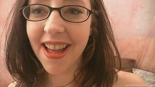 Nerdy newbie dark-haired gets down and dirty