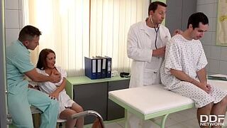 Clinic Menage a Trois with Adult Doc Dominica Phoenix leads to double penetration