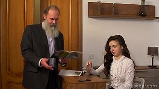 Tricky Old Educator - Old tutor with her appealing natural big boobs Milana Witchs