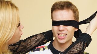 Stepmom Teaches Blindfold Stepson in Butthole Fetish