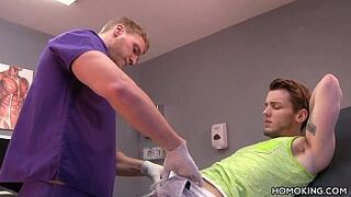 Homosexual doctor sucking off his handsome patient