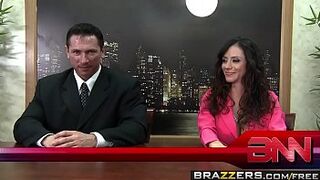 Brazzers - Large Boobs at Work -  Screw The News scene starring Ariella Ferrera, Nikki Sexx and John Str